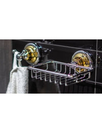 RETRO Portasapone a griglia in ottone cromato-oro 14x6,5x14,2 cm