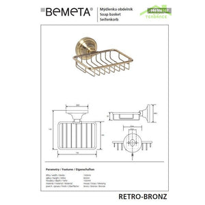 Portasapone con griglia in ottone installazione a parete RETRO 14x6,5x14,2 cm