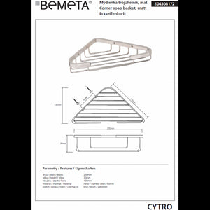 CYTRO Portasapone angolare in acciaio inox 23x13x3 cm