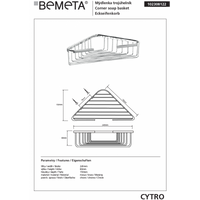 CYTRO Portasapone Corner Grill in ottone cromato 24,5x15x6 cm