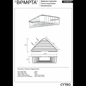 CYTRO Portasapone Corner Grill in ottone cromato 24,5x15x6 cm
