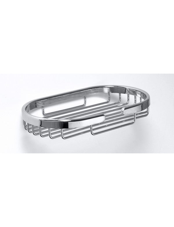 CYTRO portasapone a griglia ovale in ottone cromato 11,5x20x3 cm