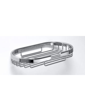 CYTRO portasapone a griglia ovale in ottone cromato 11,5x20x3 cm