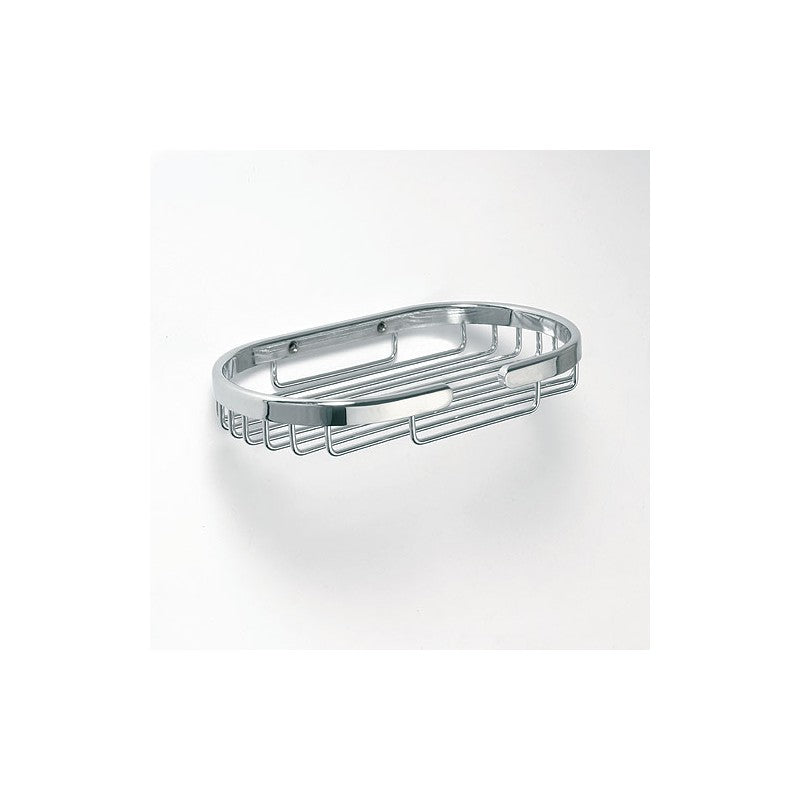 CYTRO portasapone a griglia ovale in ottone cromato 11,5x20x3 cm