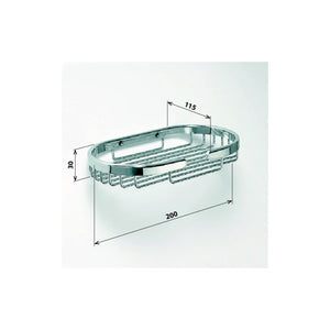 CYTRO portasapone a griglia ovale in ottone cromato 11,5x20x3 cm