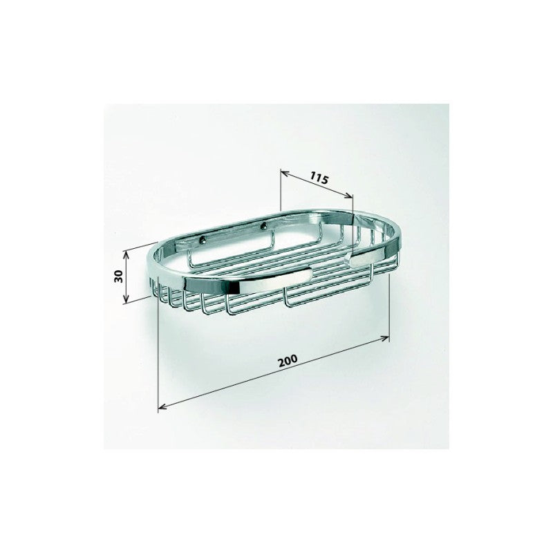 CYTRO portasapone a griglia ovale in ottone cromato 11,5x20x3 cm