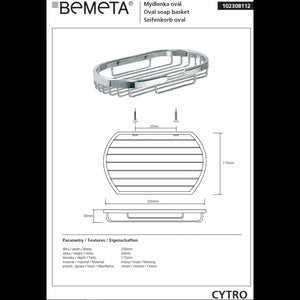 CYTRO portasapone a griglia ovale in ottone cromato 11,5x20x3 cm