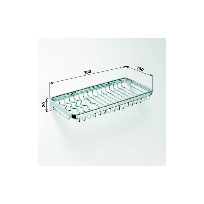 CYTRO Portasapone rettangolare a griglia in ottone cromato 30x 13x 2 cm