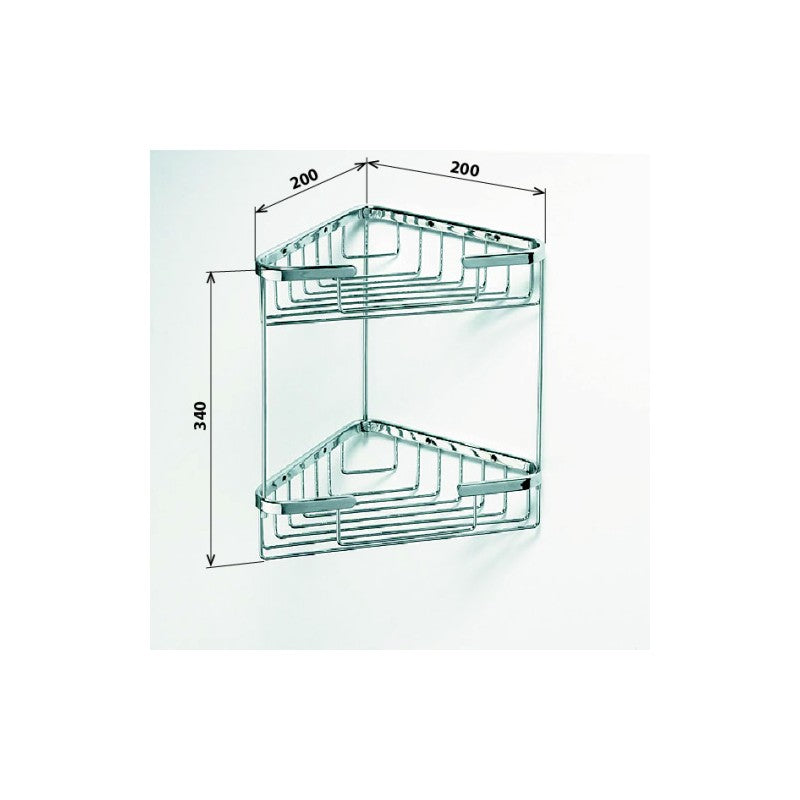 CYTRO Portaoggetti angolare a doppio ripiano in ottone cromato 16x15,5x32,5 cm