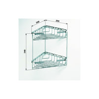 CYTRO Portaoggetti angolare a doppio ripiano in ottone cromato 16x15,5x32,5 cm