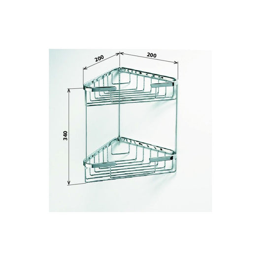 CYTRO Portaoggetti angolare a doppio ripiano in ottone cromato 16x15,5x32,5 cm