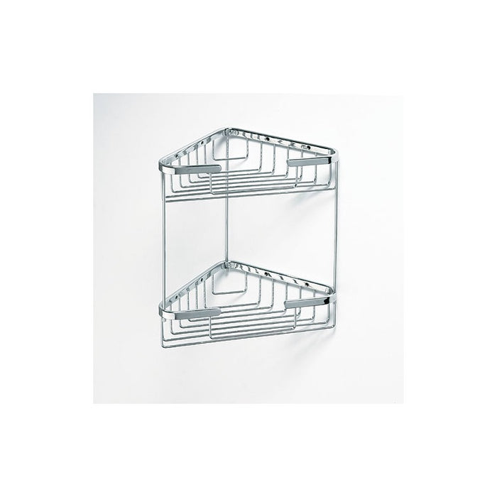 CYTRO Portaoggetti angolare a doppio ripiano in ottone cromato 16x15,5x32,5 cm