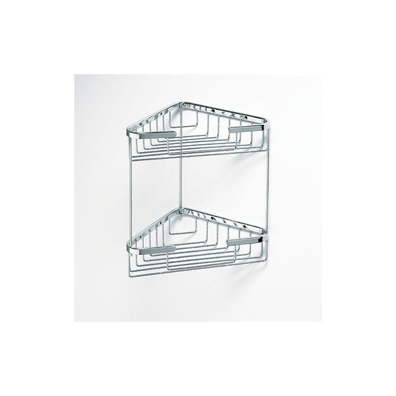 CYTRO Portaoggetti angolare a doppio ripiano in ottone cromato 16x15,5x32,5 cm