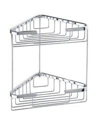 CYTRO Portaoggetti angolare a doppio ripiano in ottone cromato 16x15,5x32,5 cm