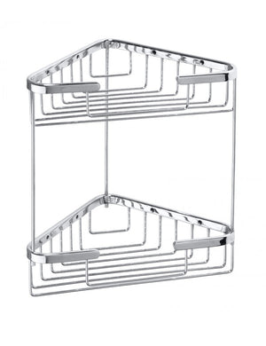 CYTRO Portaoggetti angolare a doppio ripiano in ottone cromato 16x15,5x32,5 cm