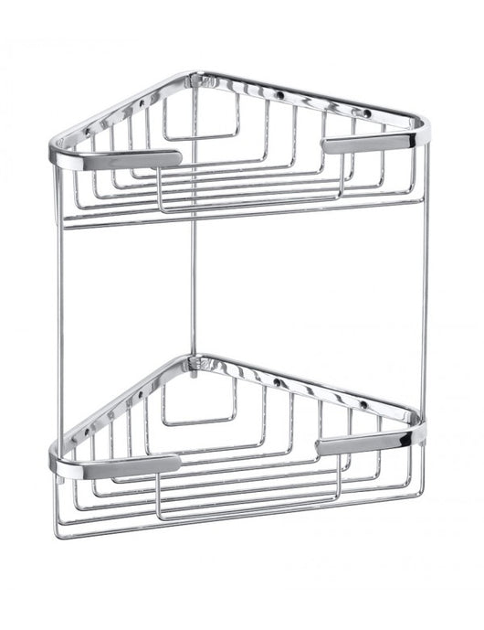 CYTRO Portaoggetti angolare a doppio ripiano in ottone cromato 16x15,5x32,5 cm