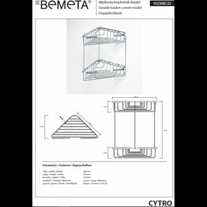 CYTRO Portaoggetti angolare a doppio ripiano in ottone cromato 16x15,5x32,5 cm