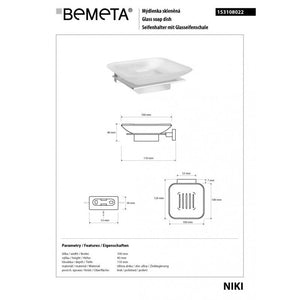 NIKI Portasapone da parete quadrato in zinco e vetro 11 x10 x4 cm