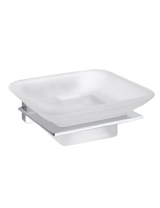 NIKI Portasapone da parete quadrato in zinco e vetro 11 x10 x4 cm