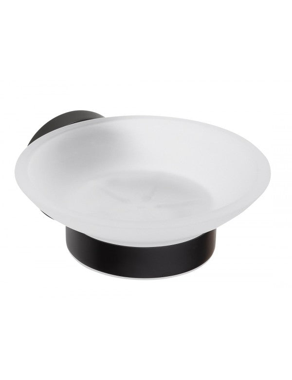 Portasapone da parete DARK in ottone nero e vetro 11x 5,5x 12,9cm