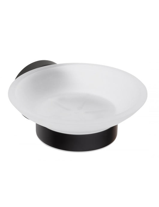 Portasapone da parete DARK in ottone nero e vetro 11x 5,5x 12,9cm