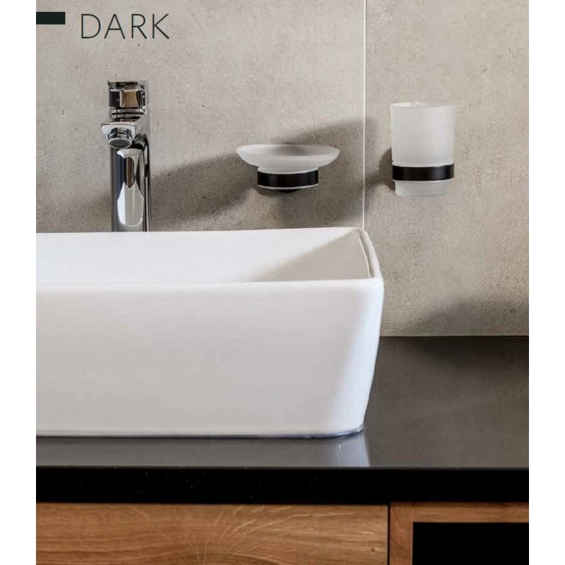 Portasapone da parete DARK in ottone nero e vetro 11x 5,5x 12,9cm