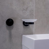 Portasapone da parete DARK in ottone nero e vetro 11x 5,5x 12,9cm