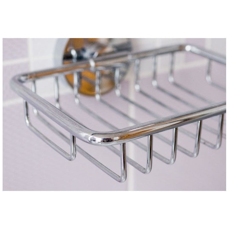 Portasapone OMEGA grill a parete ottone cromato 14x5,5x12,5cm