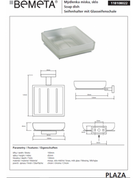 PLAZA portasapone da parete in vetro 13x10x4,5 cm