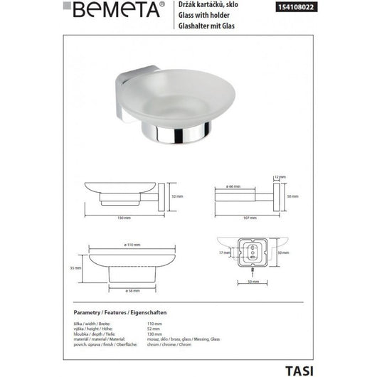 Portasapone da parete TASI in ottone cromato 11x 5,2 x 13cm