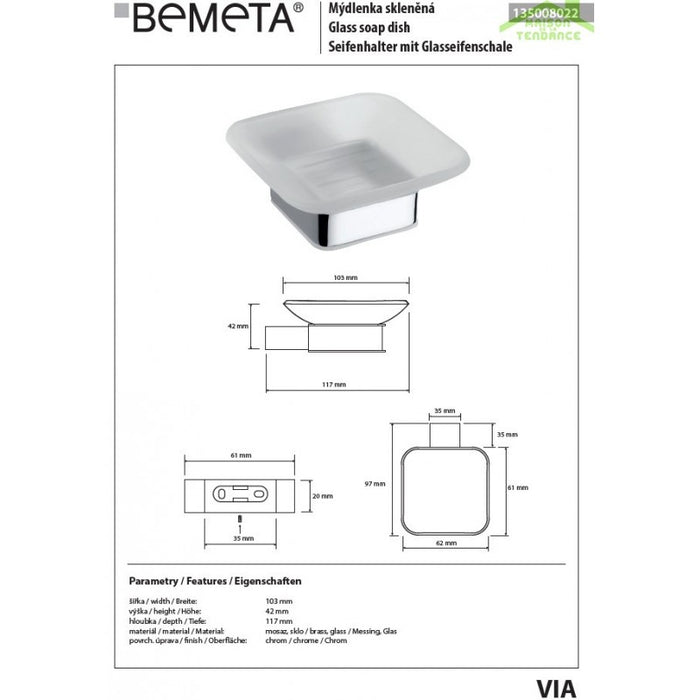 VIA portasapone da parete ottone cromato 10,3 x4,2 x11,7 cm