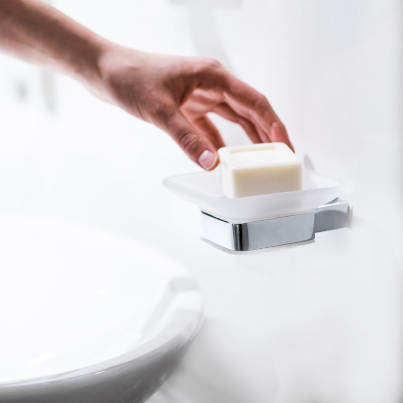 VIA portasapone da parete ottone cromato 10,3 x4,2 x11,7 cm