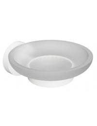 Portasapone da parete BIANCO in ottone bianco e vetro 11 x 5,5 x 12,9 cm