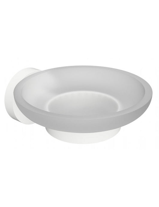 Portasapone da parete BIANCO in ottone bianco e vetro 11 x 5,5 x 12,9 cm