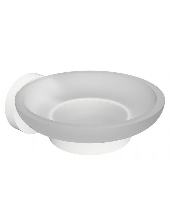 Portasapone da parete BIANCO in ottone bianco e vetro 11 x 5,5 x 12,9 cm