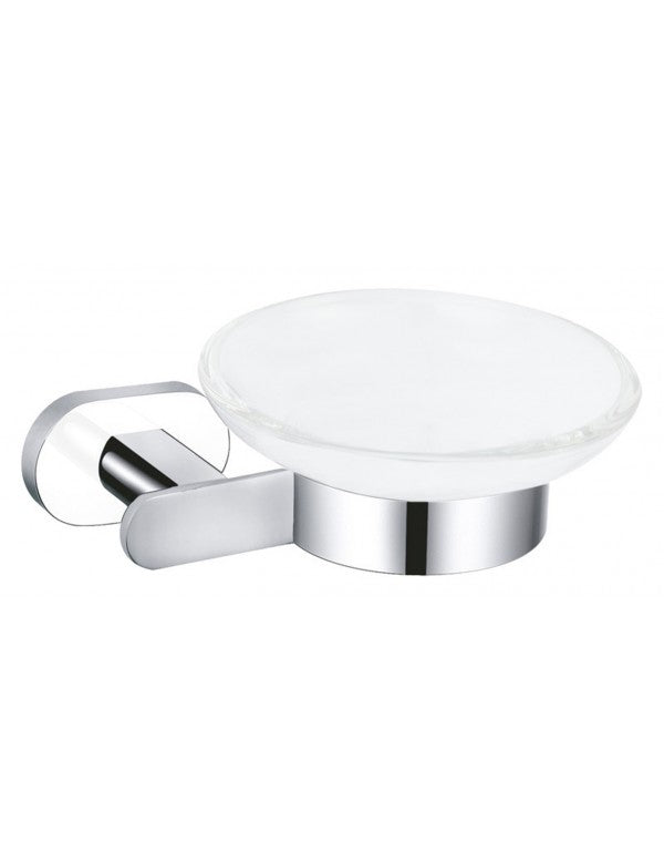 Portasapone da parete YUKON in vetro e ottone cromato bianco