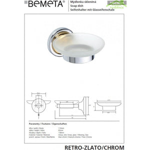 RETRO portasapone in vetro ottone cromo-oro 11x6,5x13,8 cm