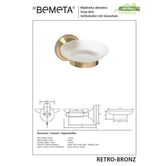 Portasapone da parete in vetro RETRO 11x6,5x13,8 cm