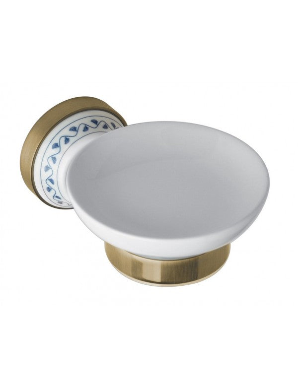 KERA Portasapone Rotondo in Ottone e Ceramica 10,7 x6,6 x15 cm