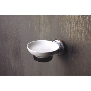 KERA Portasapone Rotondo in Ottone e Ceramica 10,7 x6,6 x15 cm