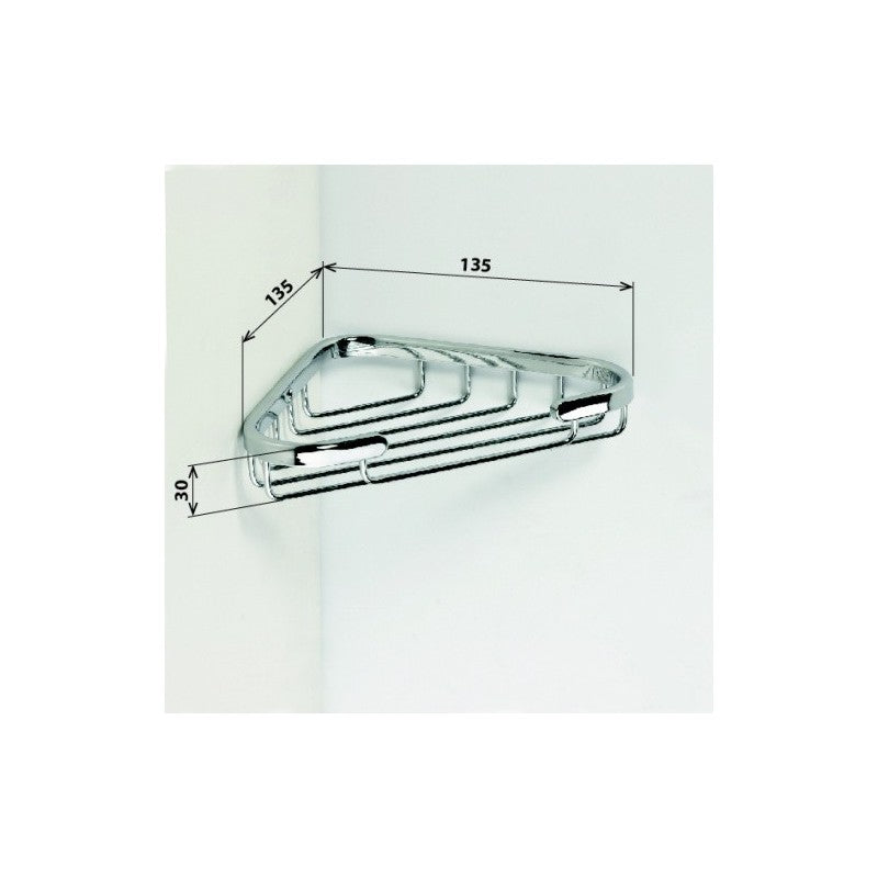 CYTRO portasapone angolare in ottone cromato 17x10x3 cm