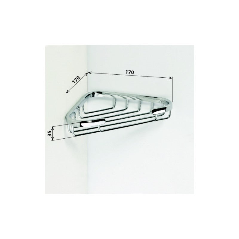 CYTRO portasapone angolare in ottone cromato 23x13x3 cm