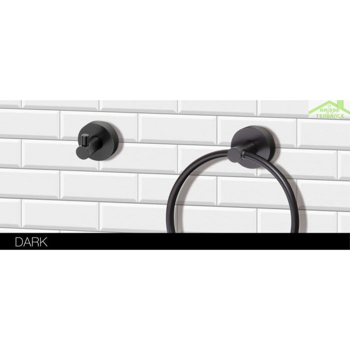Porta asciugamani ad anello SCURO in ottone nero 17x 19,5 x 5,5 cm / ø15 cm