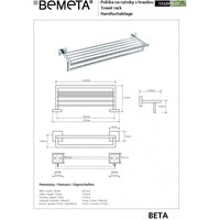 Mensola, portasciugamani in ottone cromato BETA 65,5cmx 21,5cmx55cm
