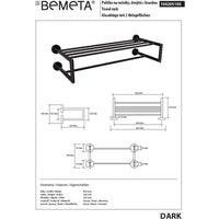 Portasciugamani doppio in ottone nero DARK 65,5x22,5x16 cm