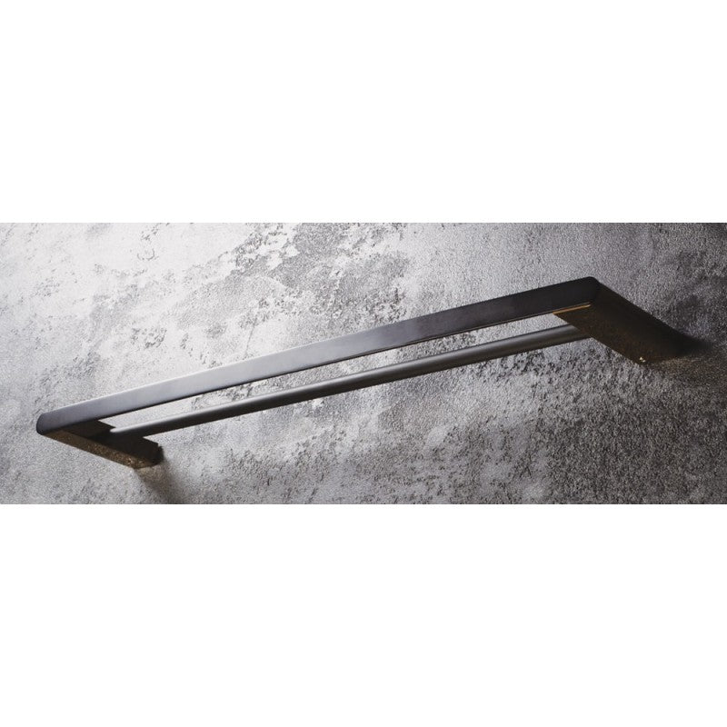 Portasciugamani doppio GALLA in ottone nero e oro 60 x10,4x2 cm