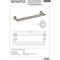 Portasciugamani doppio KERA 60 x6,6 x15,2 cm in ottone e ceramica