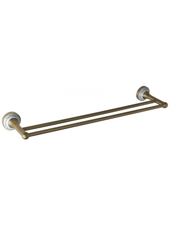 Portasciugamani doppio KERA 60 x6,6 x15,2 cm in ottone e ceramica