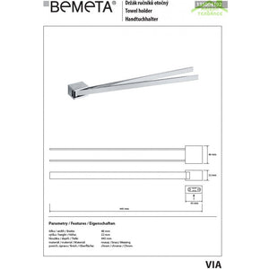 Portasciugamani doppio girevole VIA ottone cromato 4,6 x 3,2 x 44,5 cm