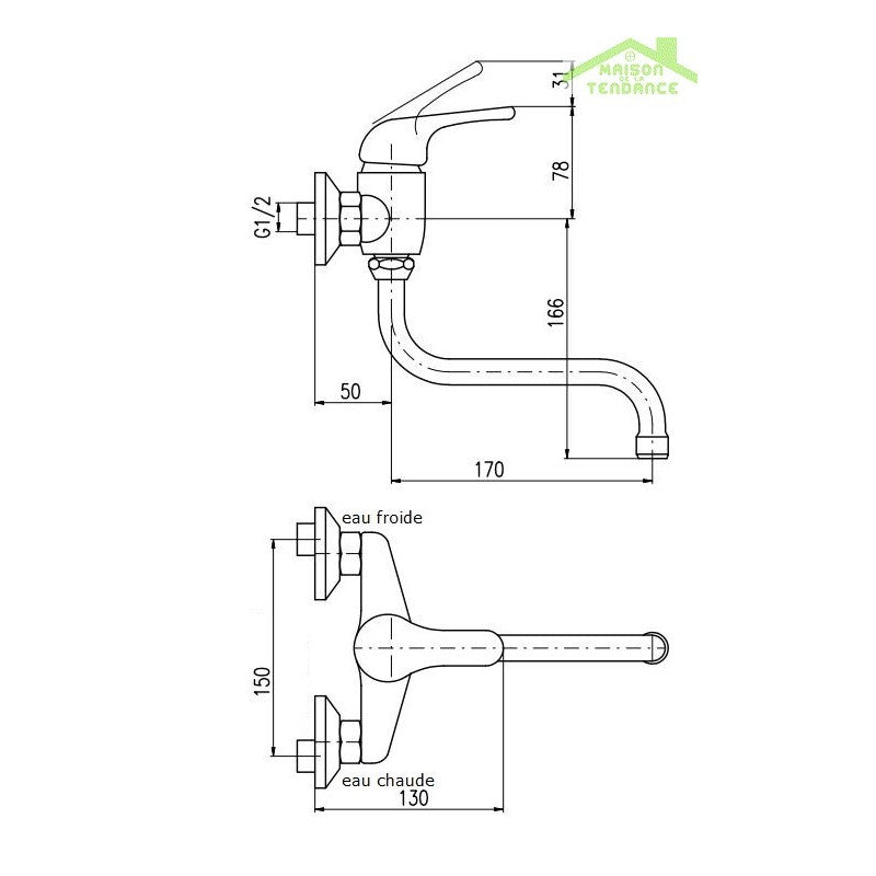 Portasciugamani doppio RETRO in ottone cromato 66,5x6,5x12 cm